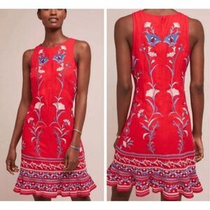 Anthropologie Akemi + Kin floral liken embroidered dress xs